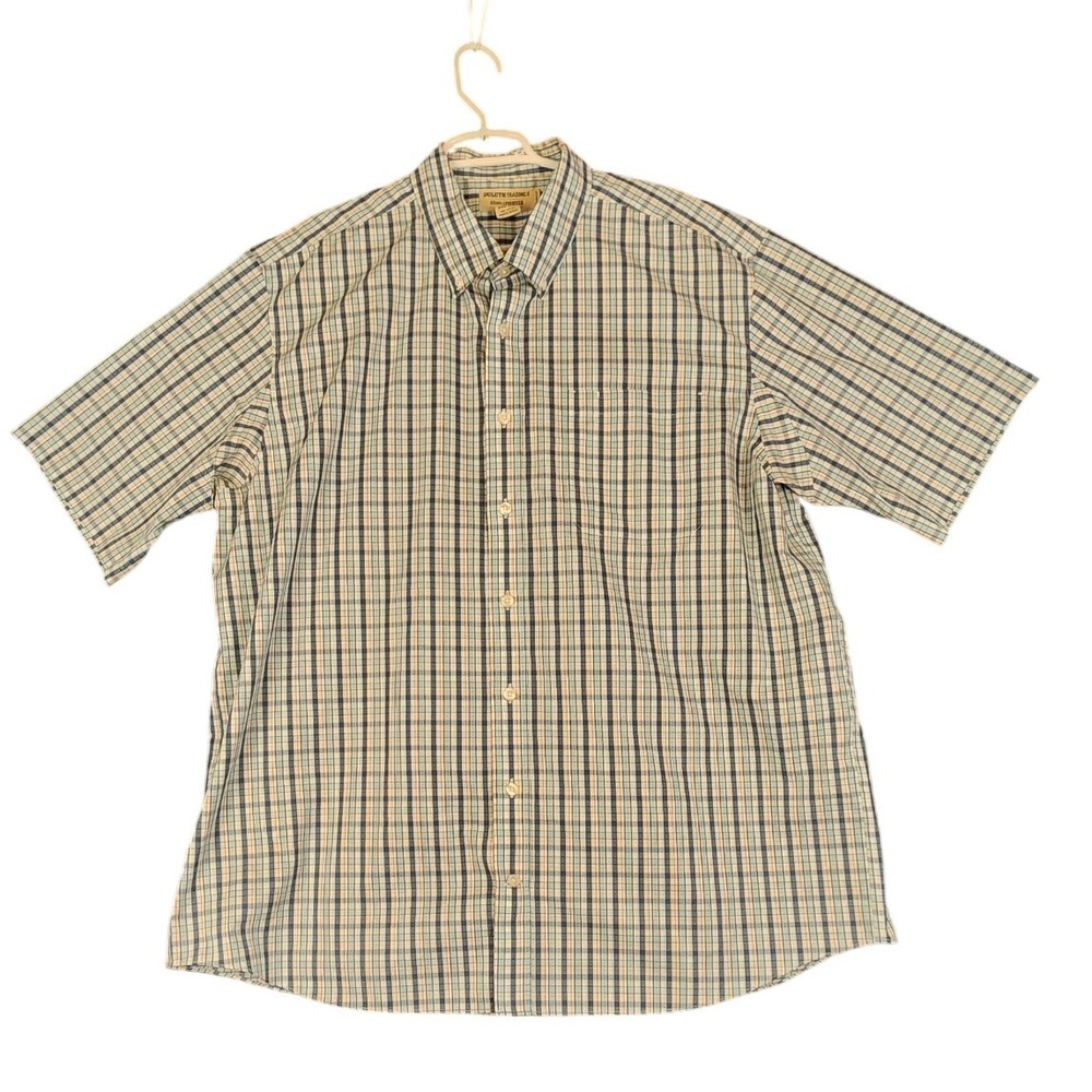 Duluth Trading Co Wrinklefighter Plaid Short Sleeve Button Down 2XL‎ Tall